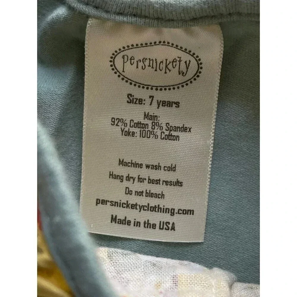Persnickety Girl Shirt Size 7 years old‎ Blue Cotton Blend